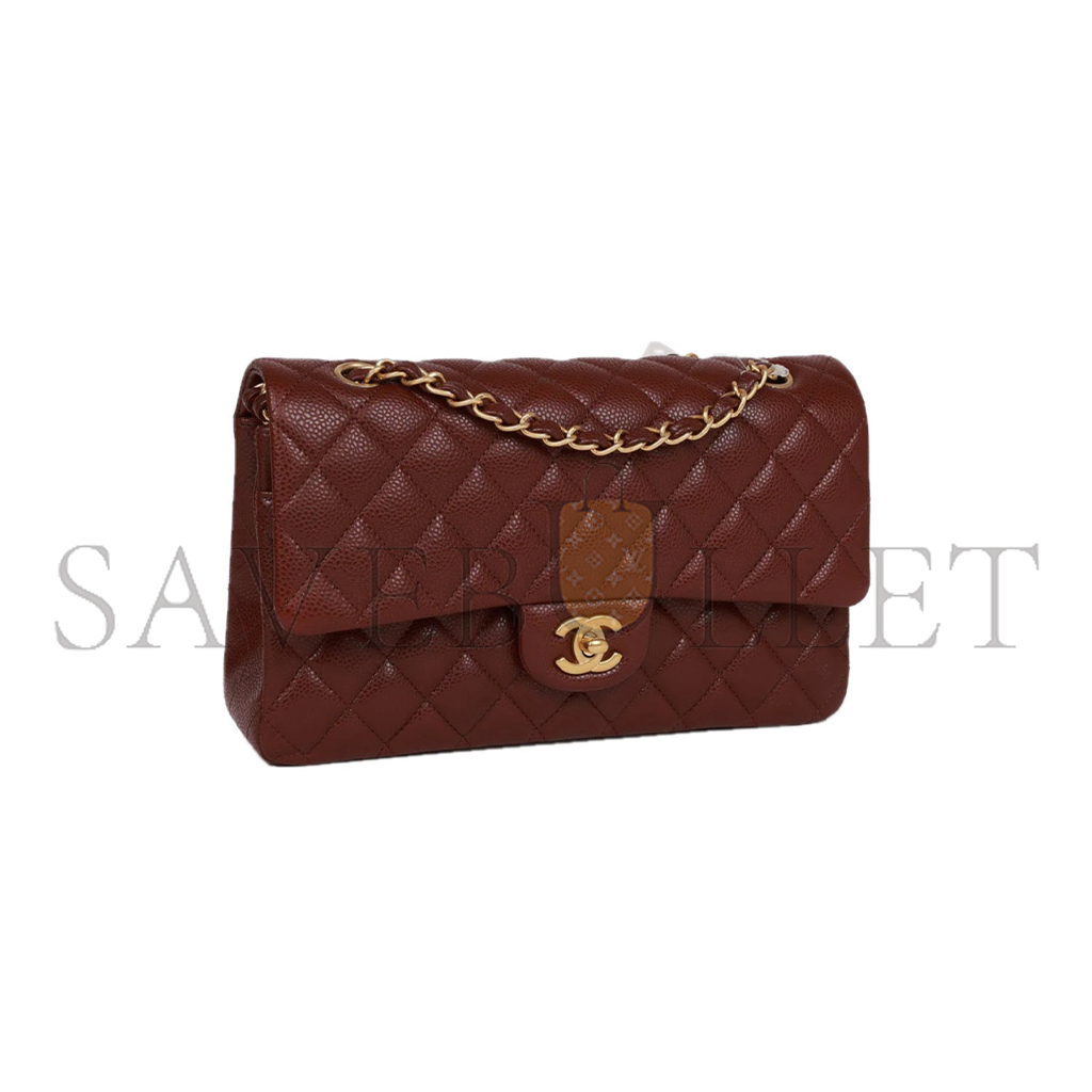 CHANEL MEDIUM CLASSIC DOUBLE FLAP GOLD HARDWARE A58600 (25.5*14*6.5cm)